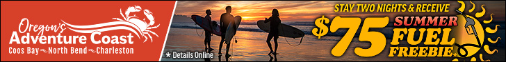 Stay two nights and receive a $75 Summer Fuel Freebie — Oregon&rsquo;s Adventure Coast, Coos Bay, North Bend, Charleston.
